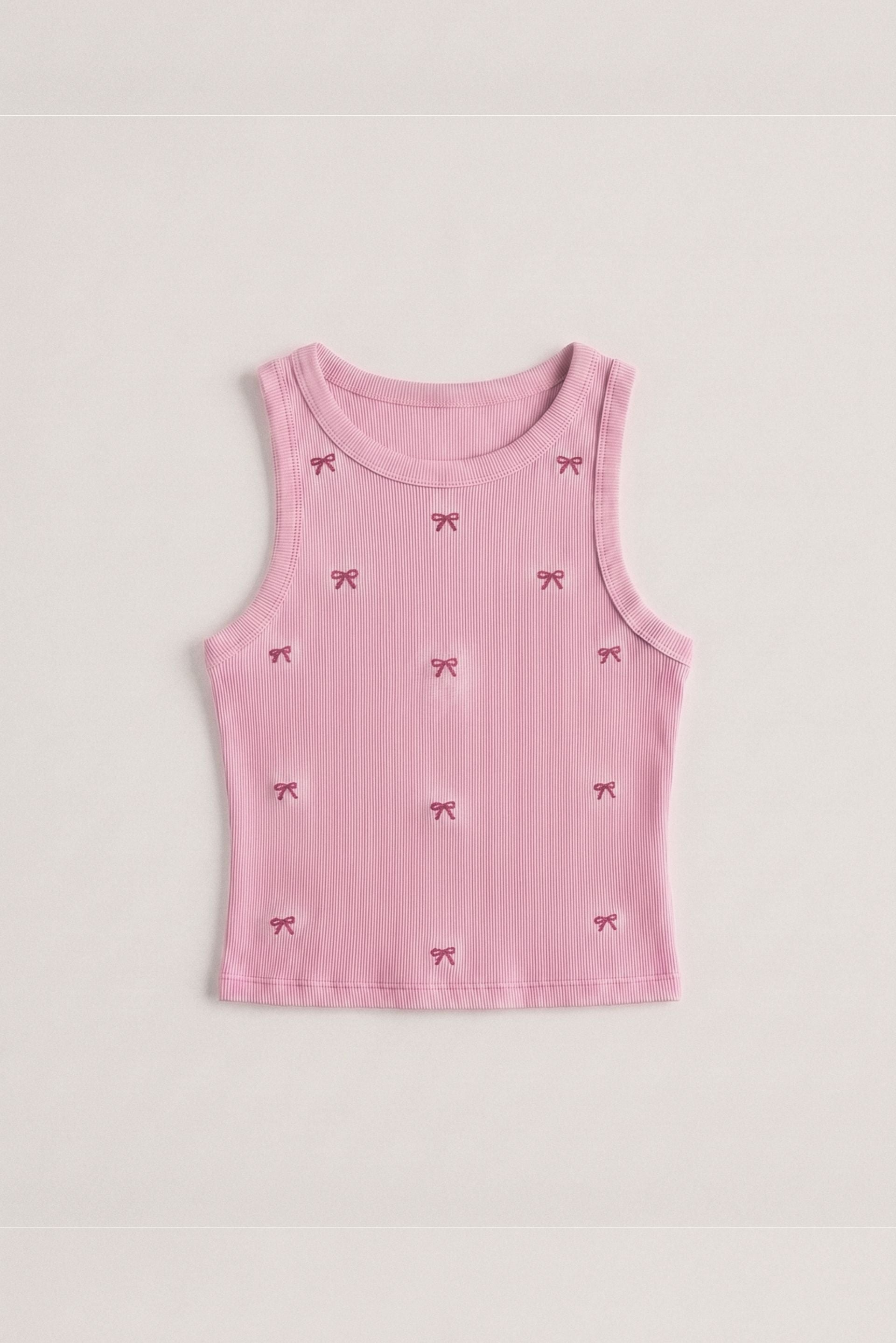 Bubblegum Bow Struck Ribbed Tank 🎀