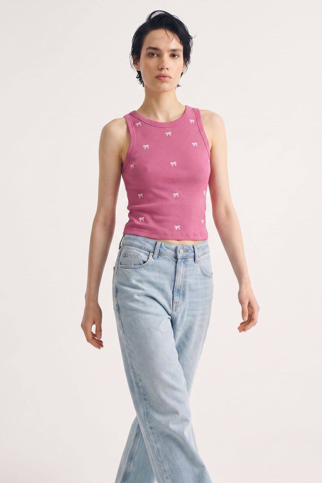 Orchid Bow Struck Ribbed Tank 🎀