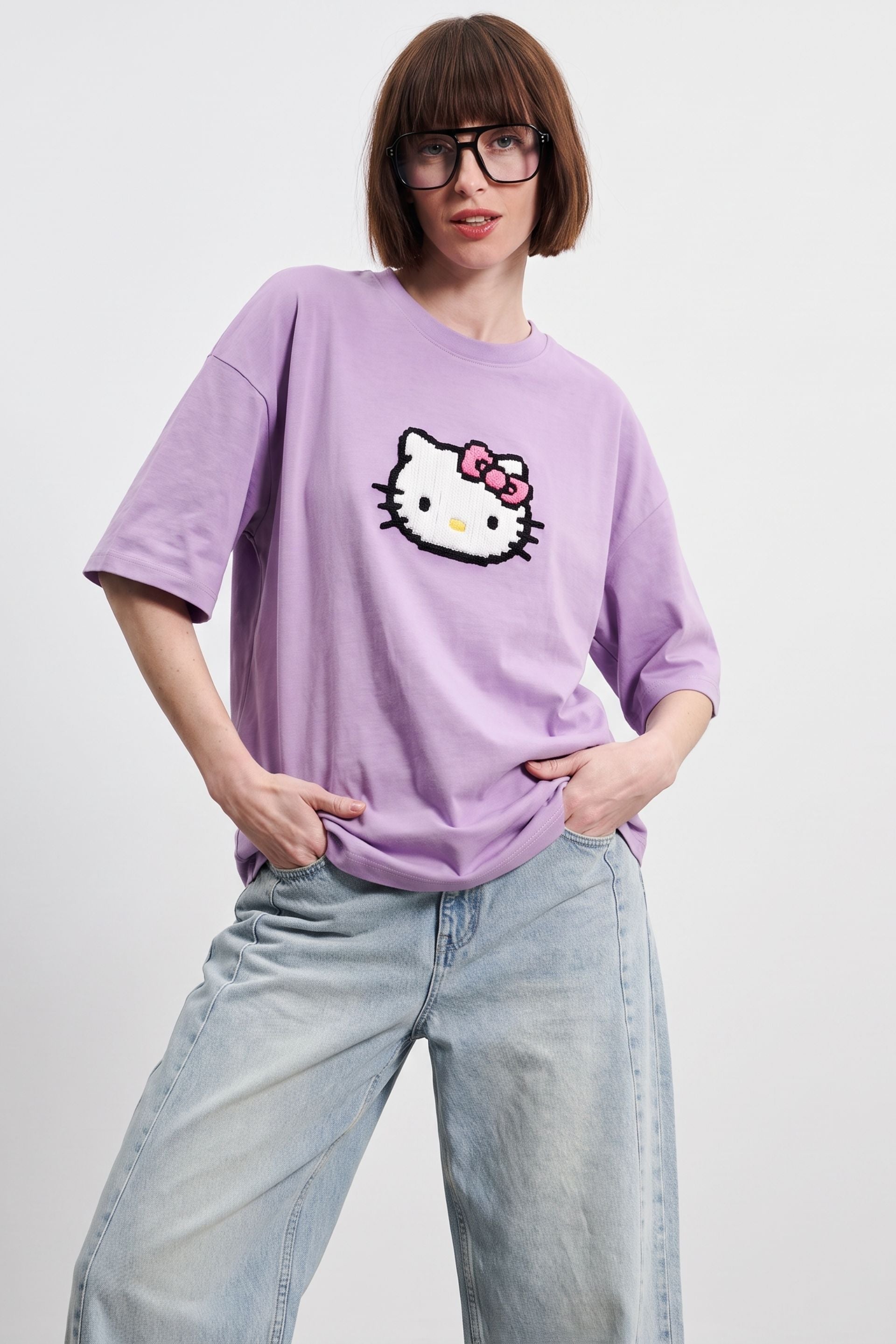 Lilac Kitty Bow Tee 🎀🐾