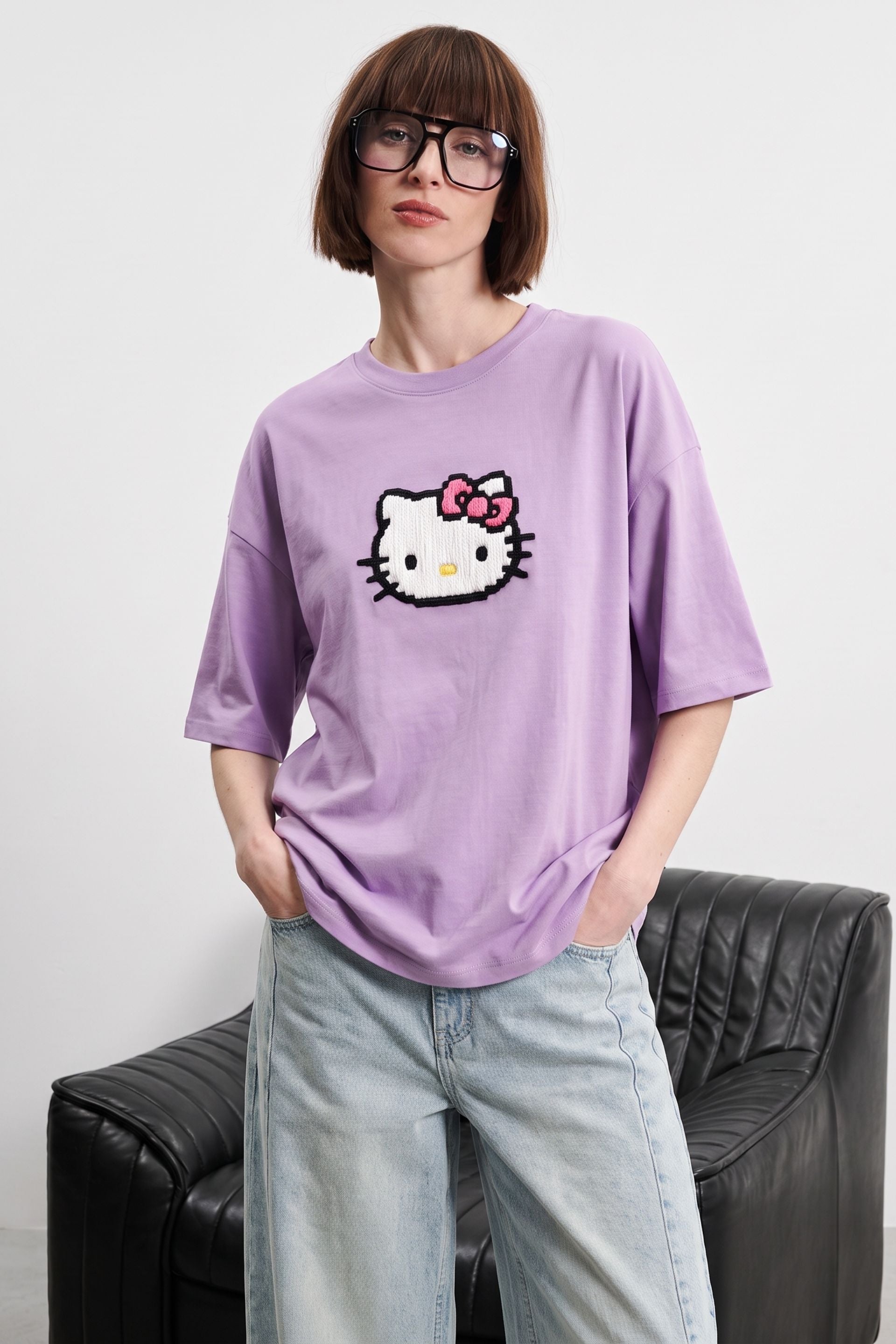 Lilac Kitty Bow Tee 🎀🐾