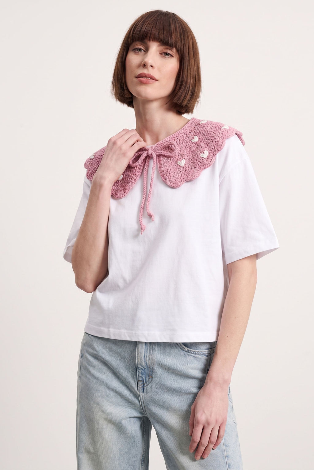 Dusty Pink Heart Collar 🎀🤍