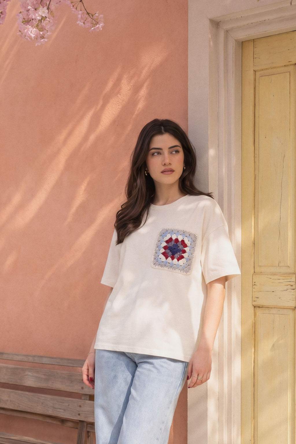 Eclectic Grandpa Crochet Pocket Oversized Tee 📻🧶