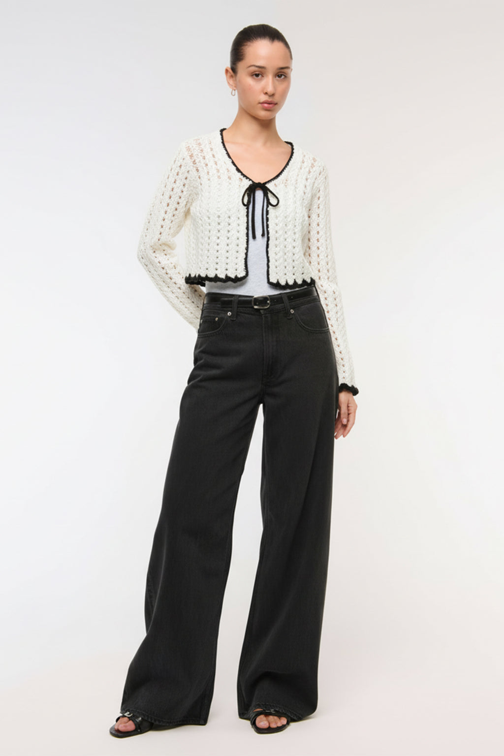 Ivory Noir Crochet Cardigan