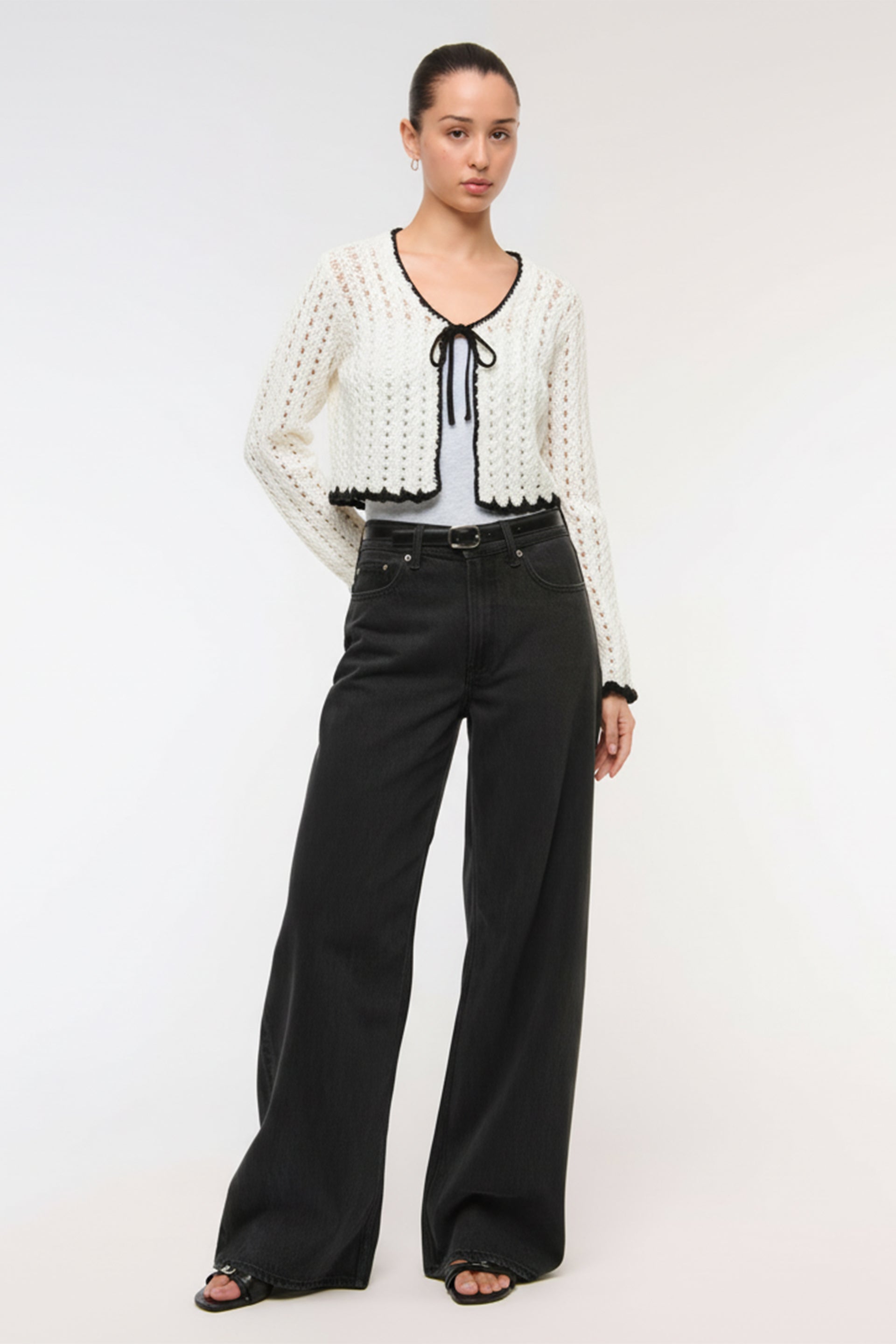 Ivory Noir Crochet Cardigan