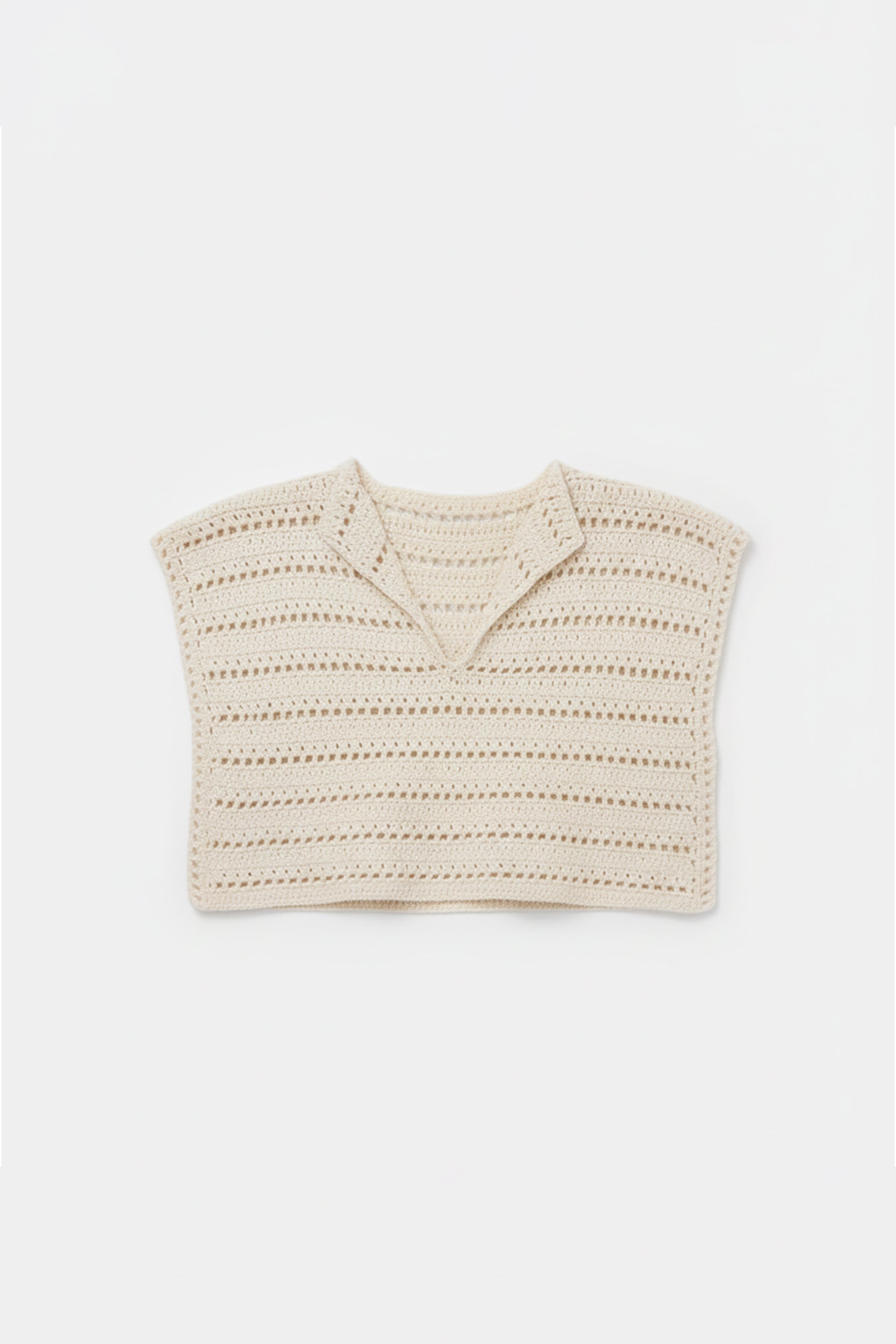 Beige Striped Crochet Shirt