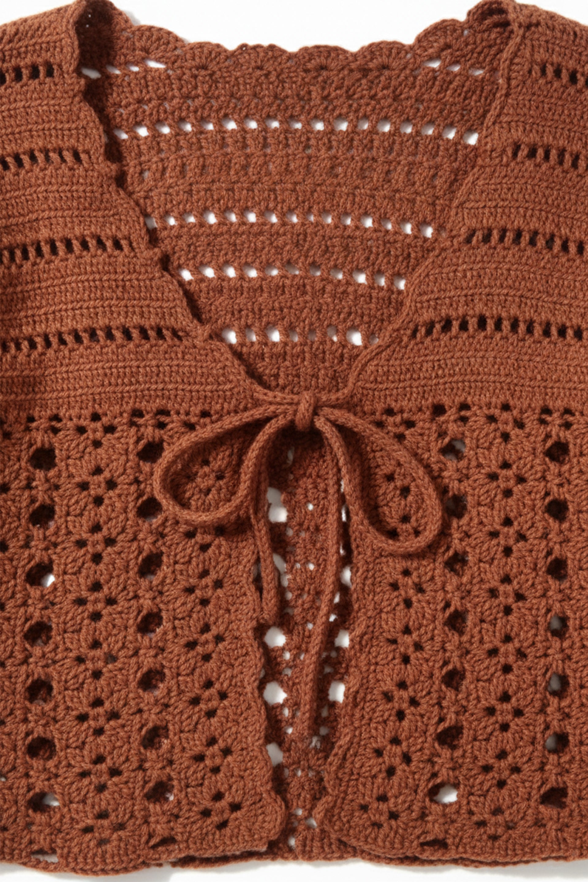 Handmade Crochet Tie-Front Cardigan