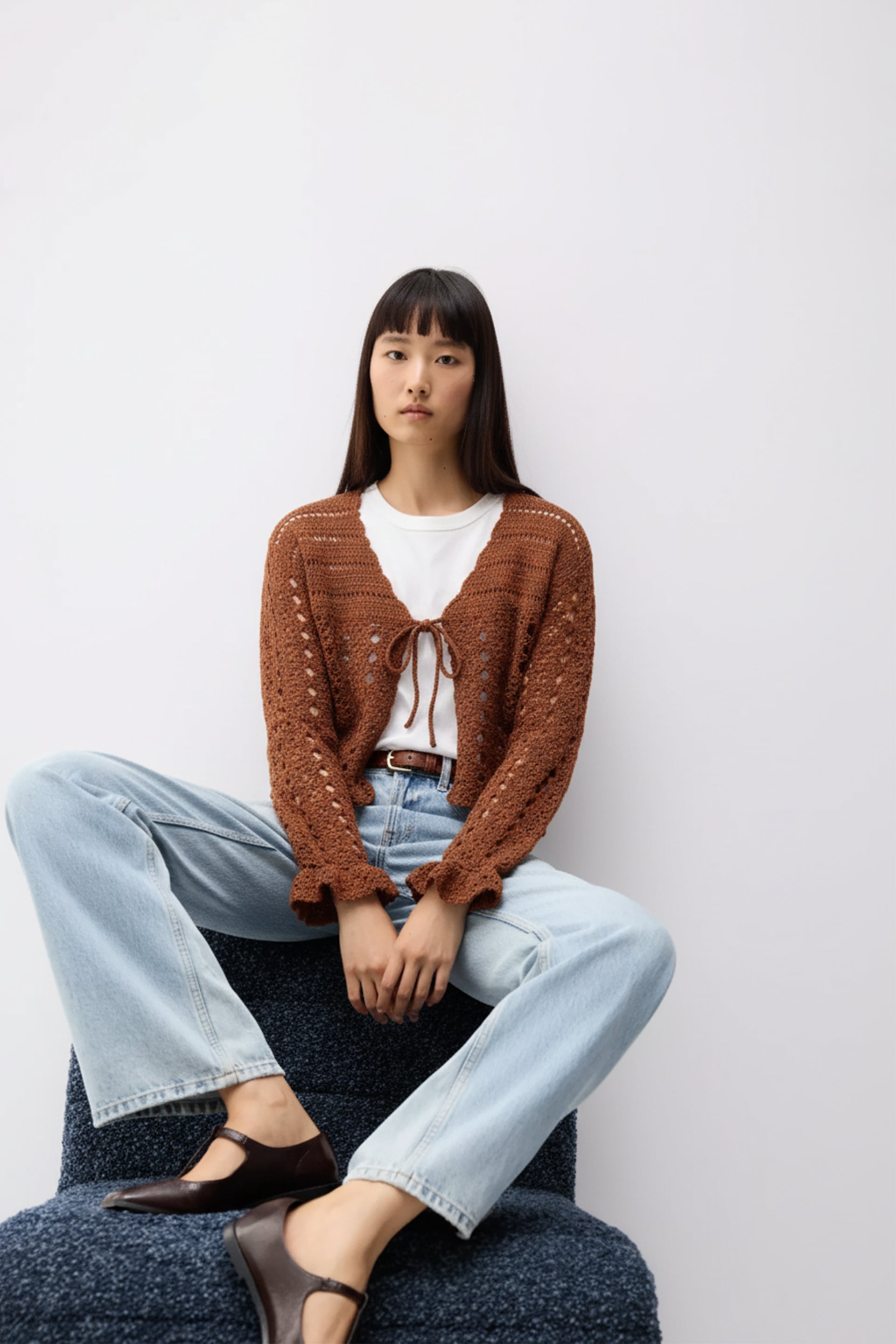 Handmade Crochet Tie-Front Cardigan