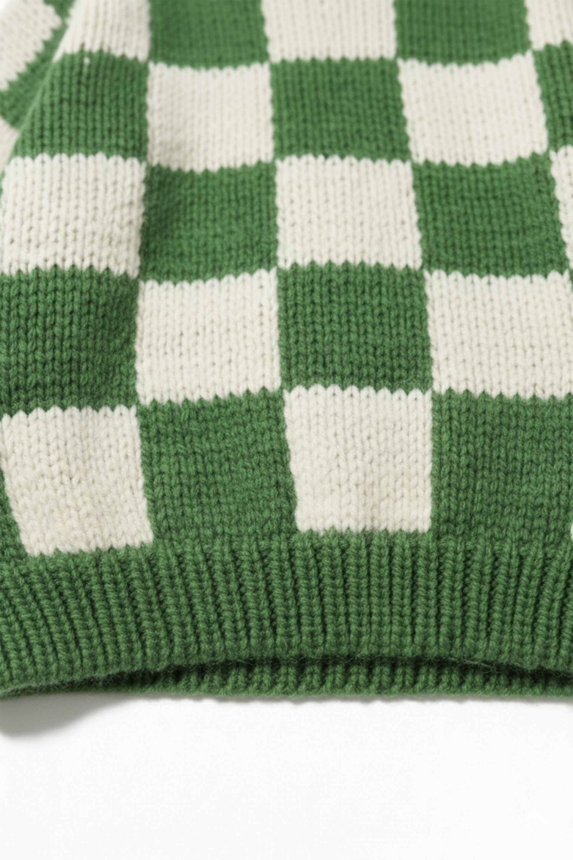 Green Checkered Crochet Sweater