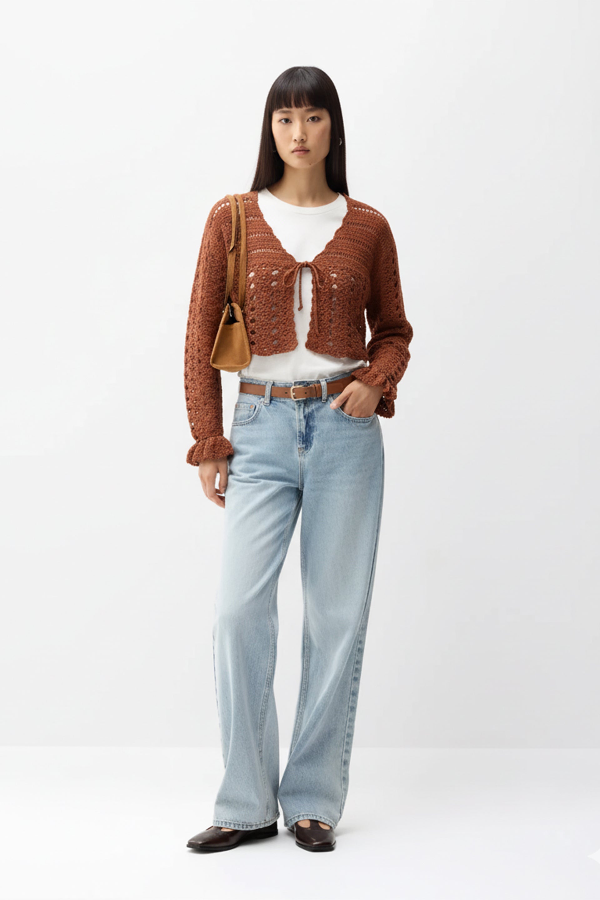 Handmade Crochet Tie-Front Cardigan