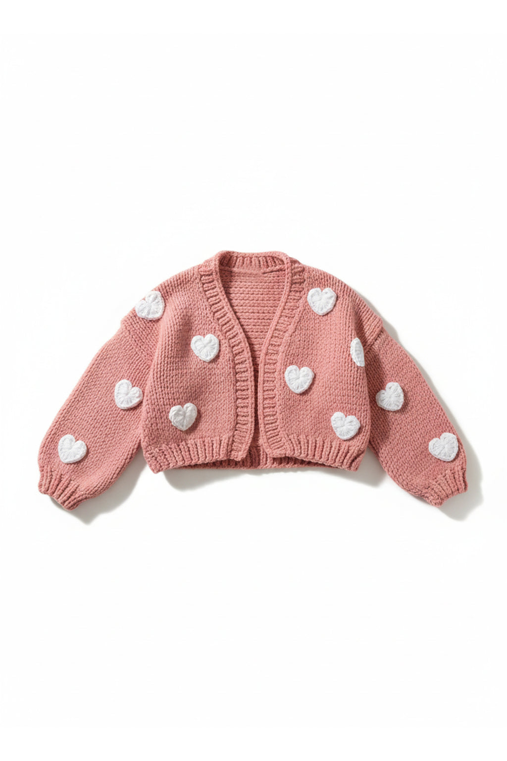 Pink Heart Crochet Cardigan