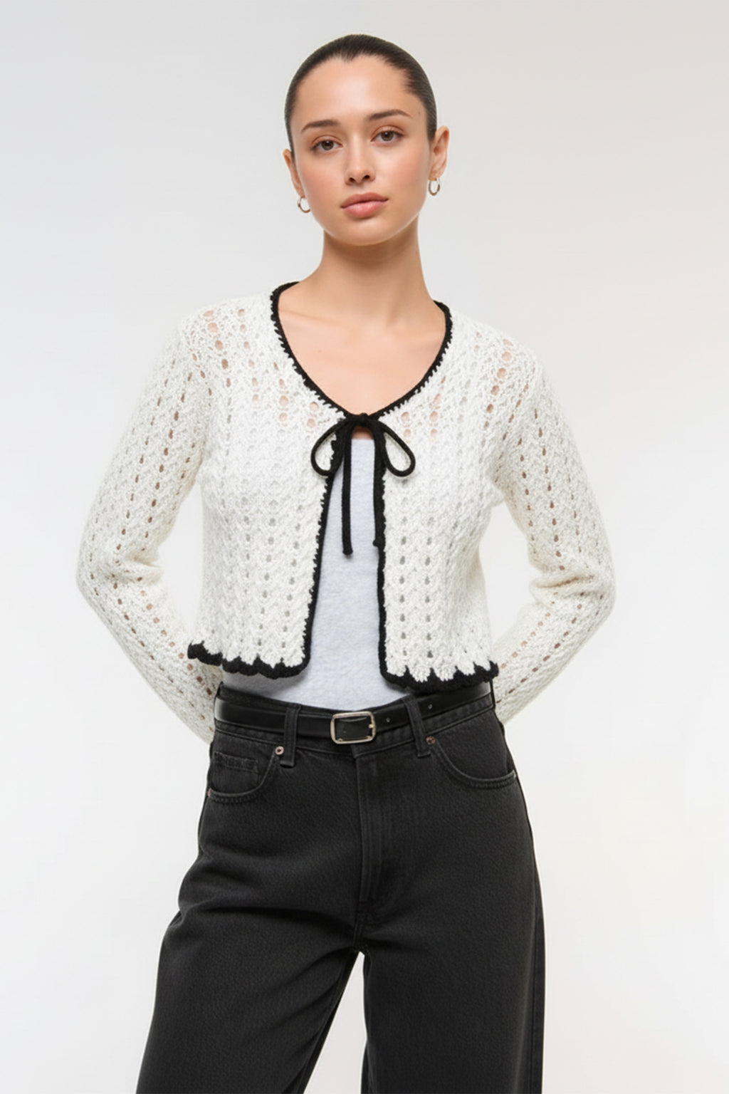 Ivory Noir Crochet Cardigan