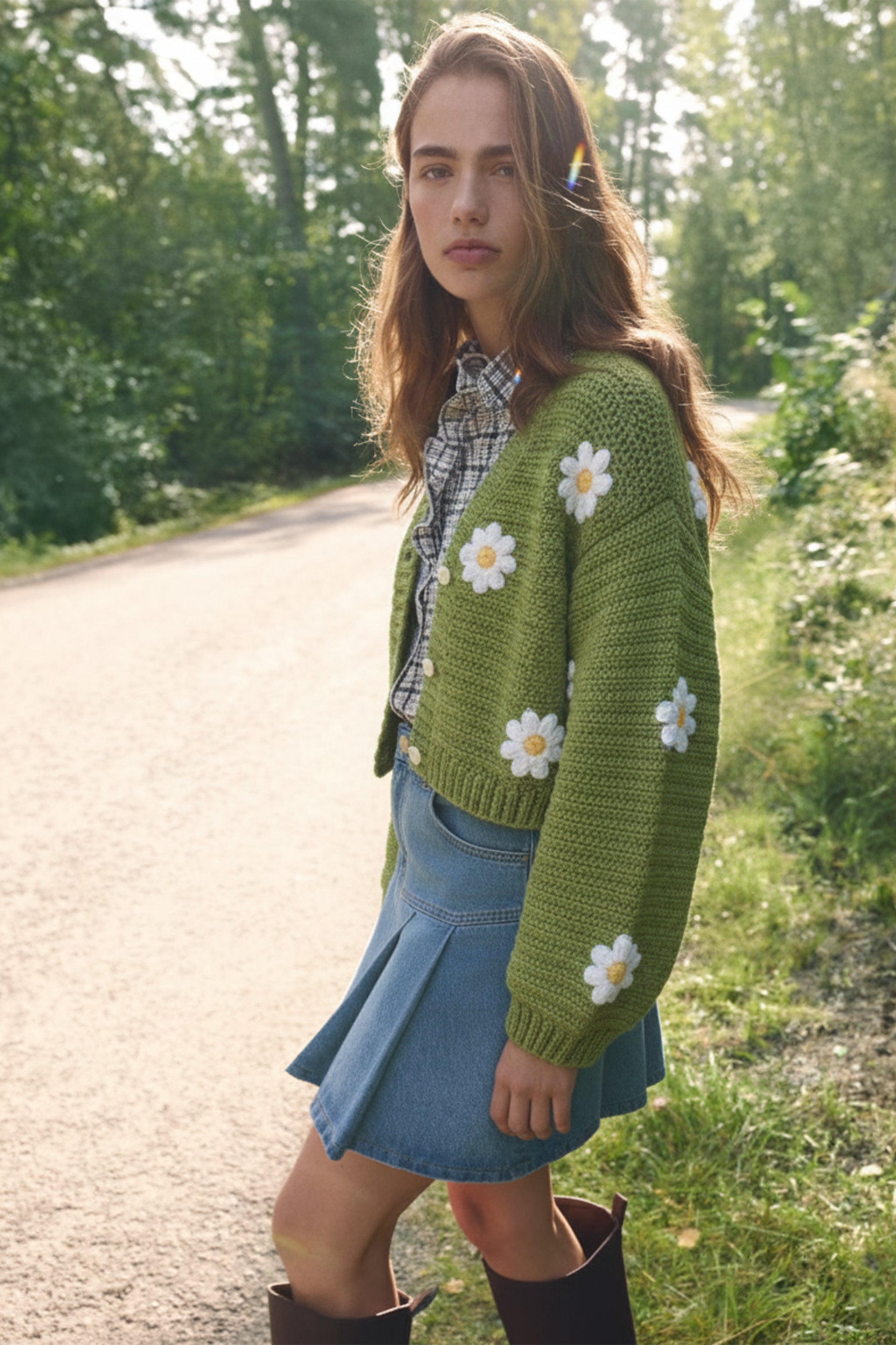 Daisy Green Crochet Cardigan