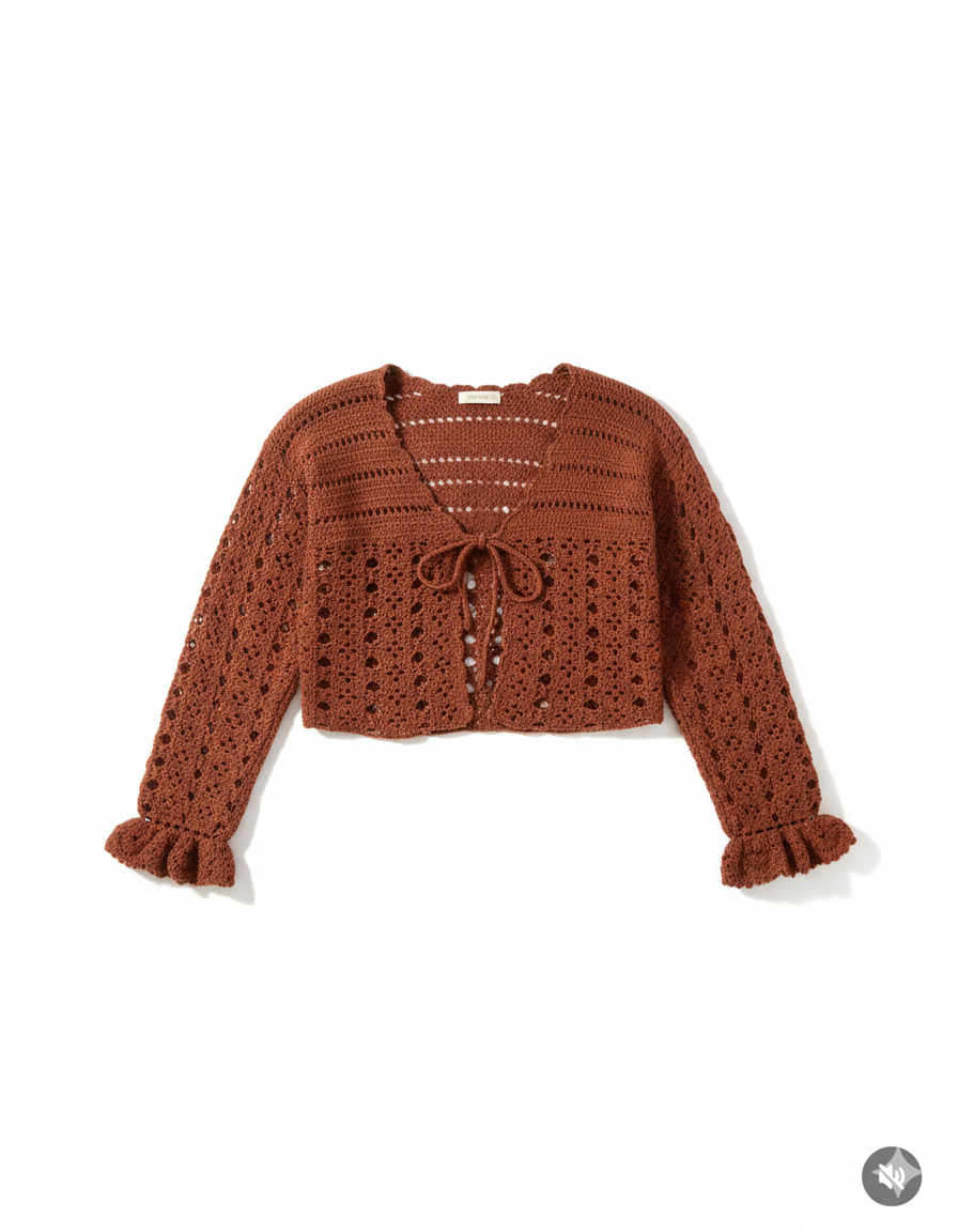 Handmade Crochet Tie-Front Cardigan