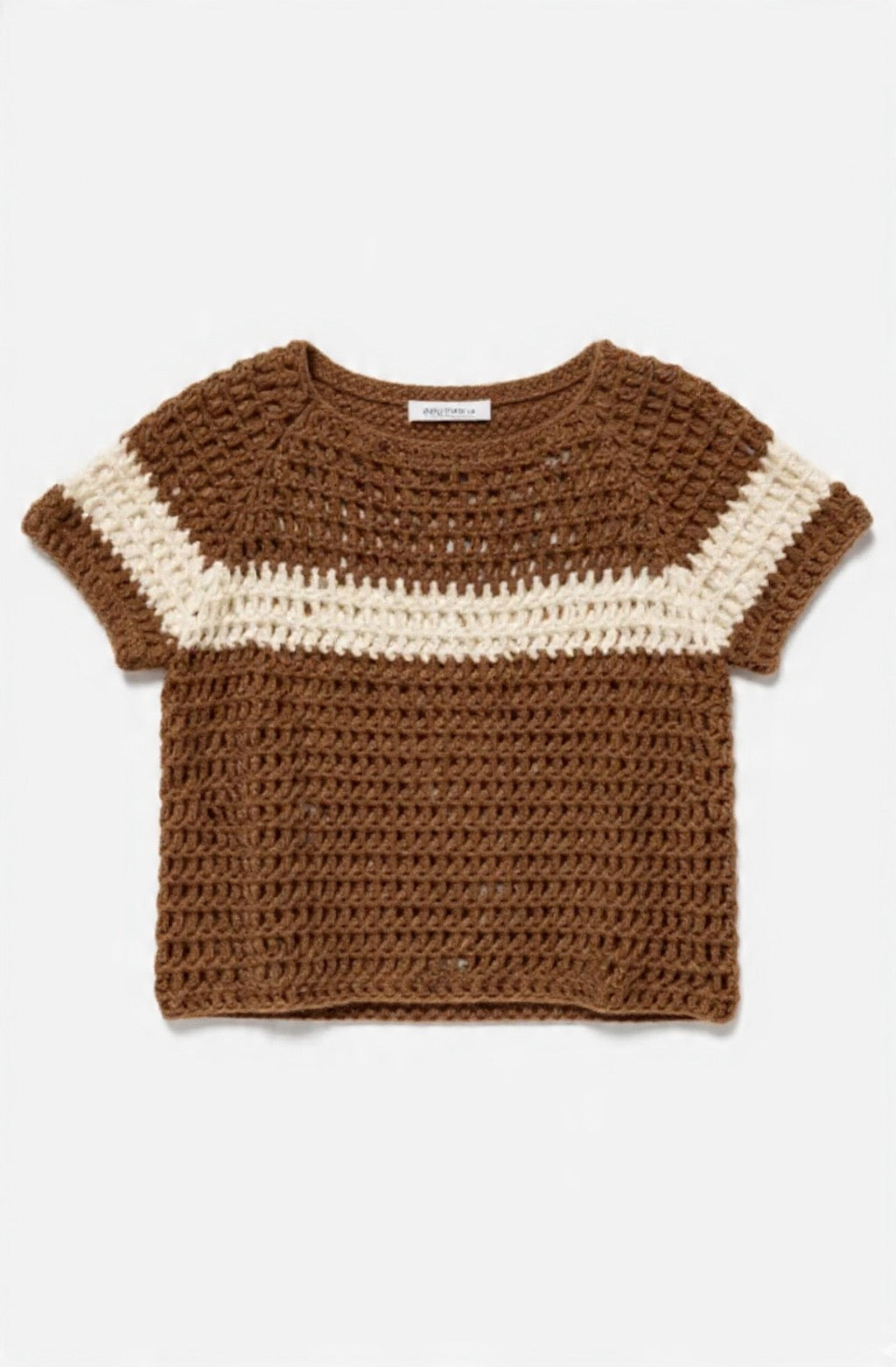 Cocoa Stripe Crochet Crop Top