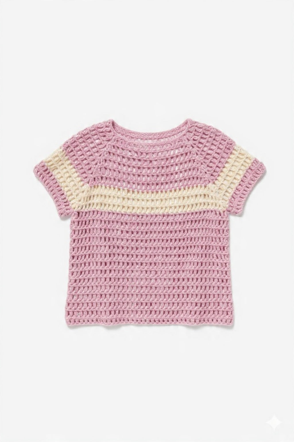 Blush Stripe Crochet Crop Top