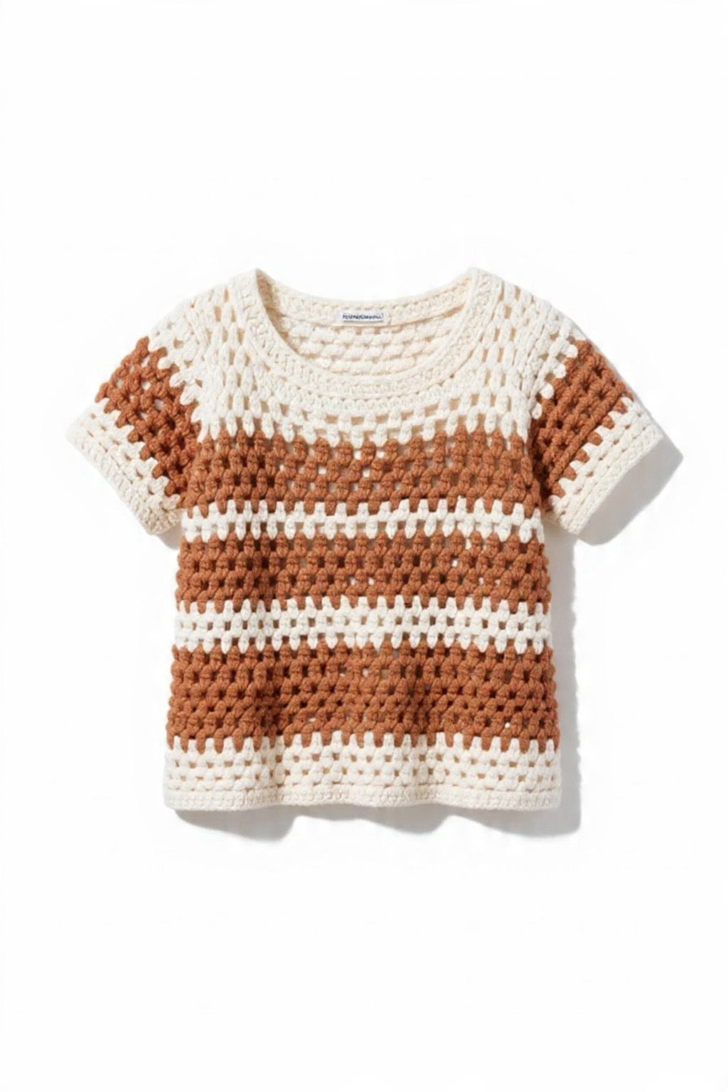 Earthy brown Striped Crochet Shirt